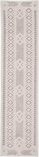 The Rug House Ethnic Scandinavian Rectangular Area Rug in Beige and Silver, W: 60 cm, L: 240 cm