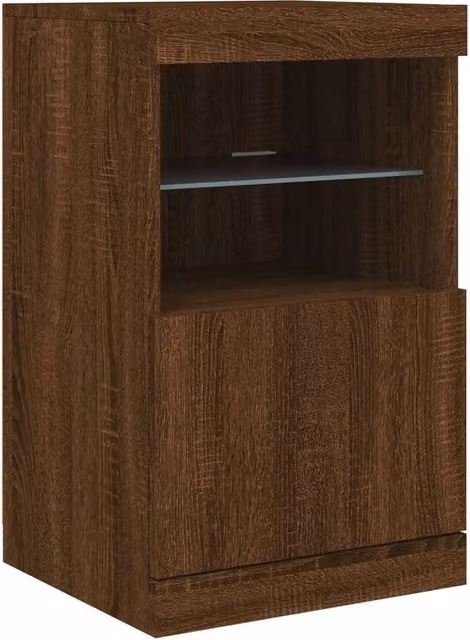 Berkfield Home Modern Sideboard with Integrated LED Lights in Brown Oak, W/D/H: 41 x 37 x 67 cm
