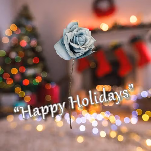 VFM e-Store Blue Glitter Rose Christmas Decoration, H 47 cm x W 18 cm – 3