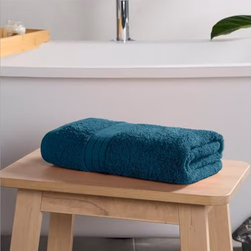 OHS Set of 2 Cotton Terry Bath Towels in Petrol Green – 6