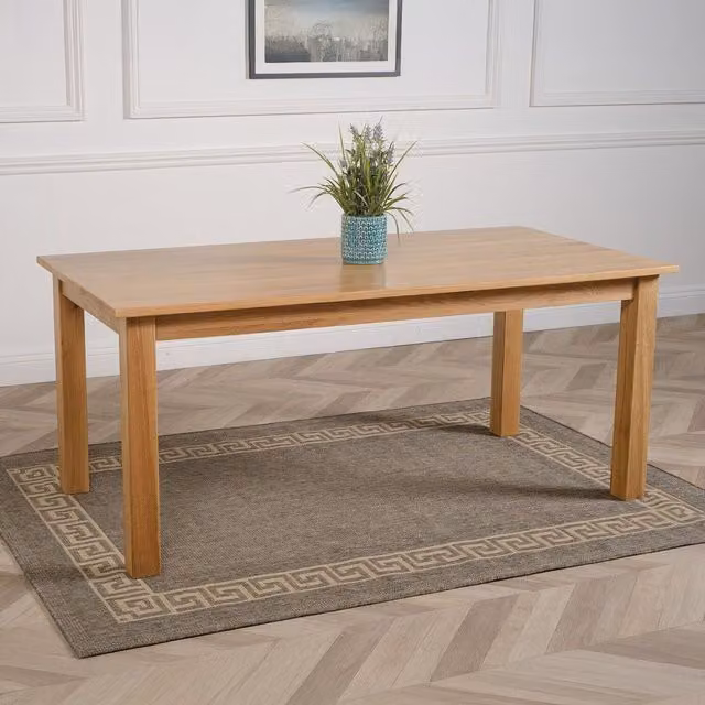 Thats Furniture Oslo Minimalist Rectangular Solid Oak Dining Table in Brown and Beige