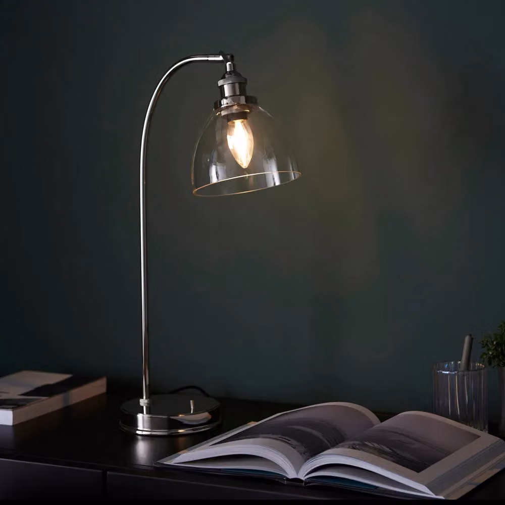 Loops Silver Table Lamp with Transparent Glass Dome Shade – 2