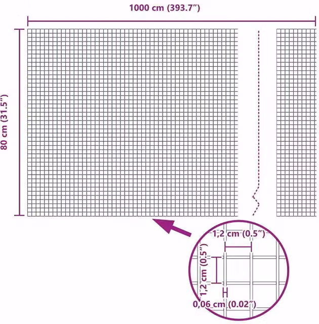 Berkfield Home Modern Welded Wire Fence, Galvanised Steel, Silver, W: 0.8 m, L: 10 m