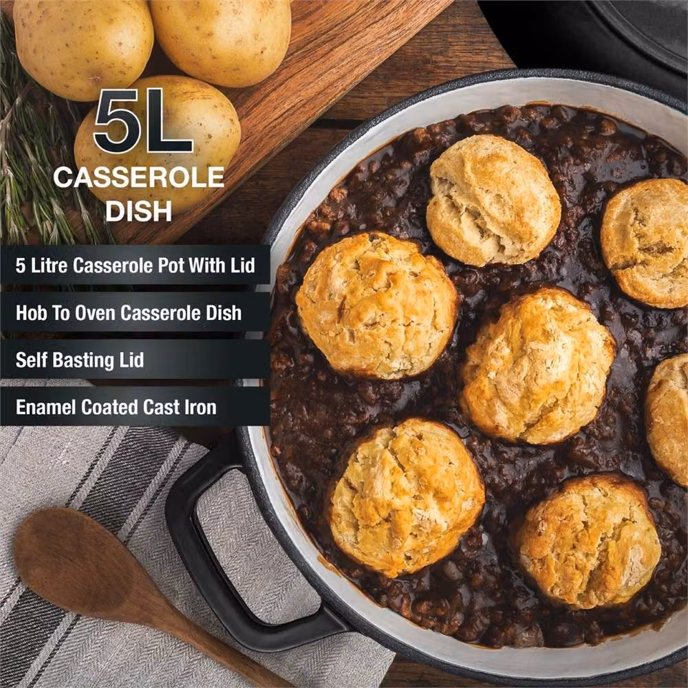 Nordara Black Enamel Cast Iron 5L Casserole Pot – 2