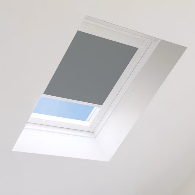Bloc Blinds Blackout Skylight Blind for Velux Roof Window MK08, Dark Grey with Silver and White Frames, W/D/H: 37 x 37 x 37 cm