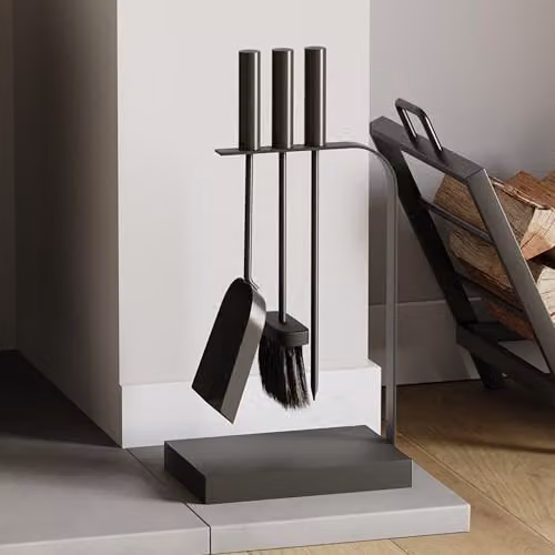 Fire Vida Aston 4-Piece Metal Fire Companion Set in Black and Grey – 2