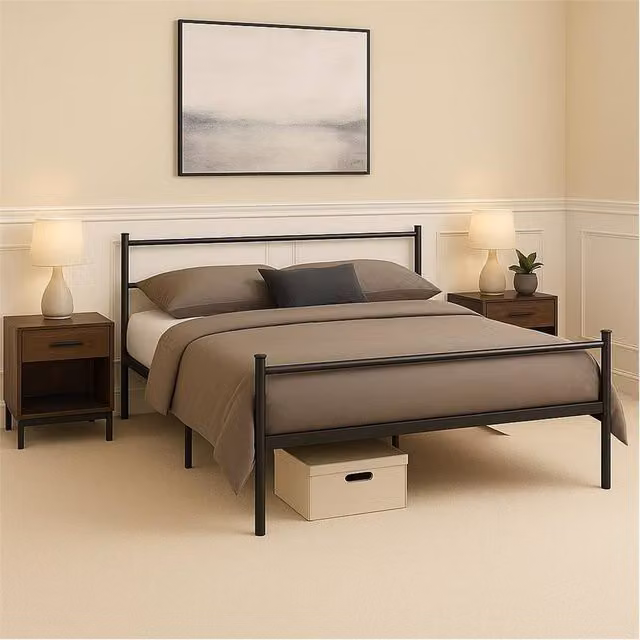 EONLION Single Extra Strong Metal Bed Frame in Black, W/D/H: 90 x 190 cm