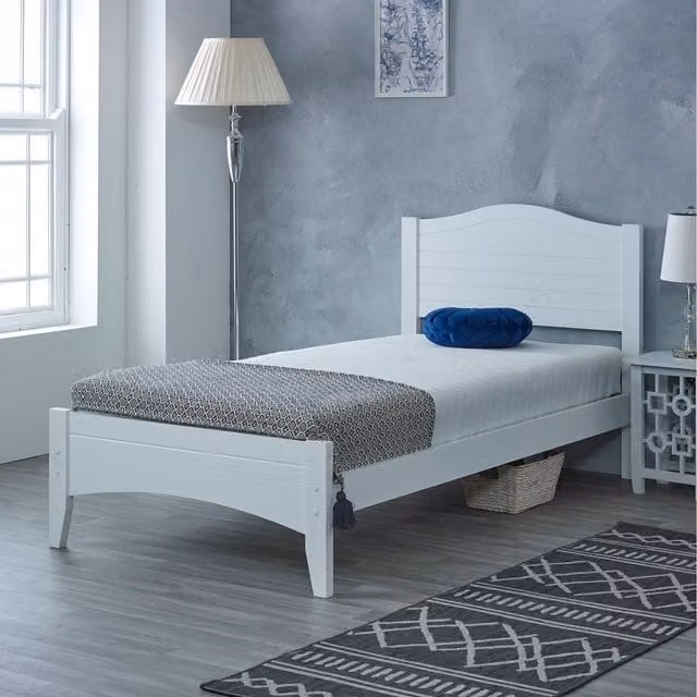 Captain's White Solid Wood Single Bed Frame, 90 x 190 cm