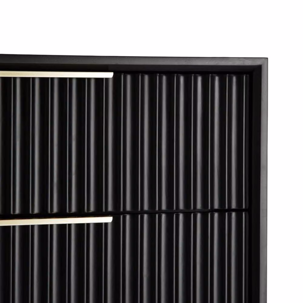 Home Garden Direct Monza Tall Chest of 5 Drawers with Fluted Detailing in Black – 5