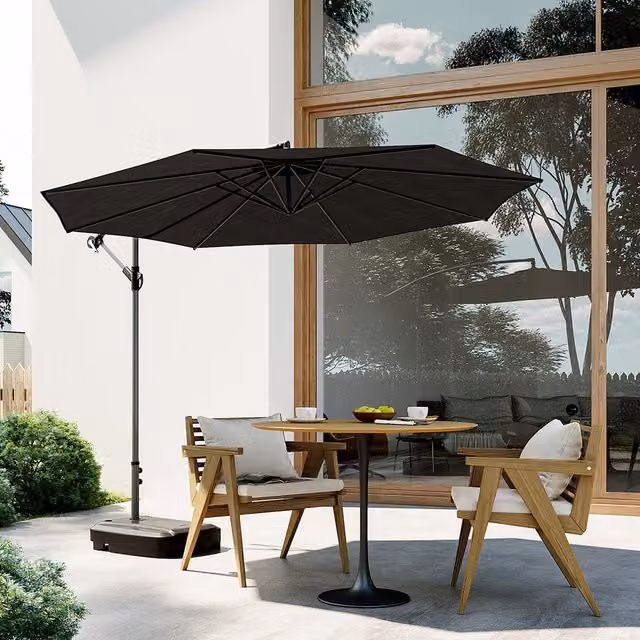 Breeins 3m Cantilever Parasol with Fillable Base and Wheels in Black