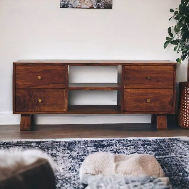 Artisan Furniture Tula Sheesham Wood Media Unit in Brown
