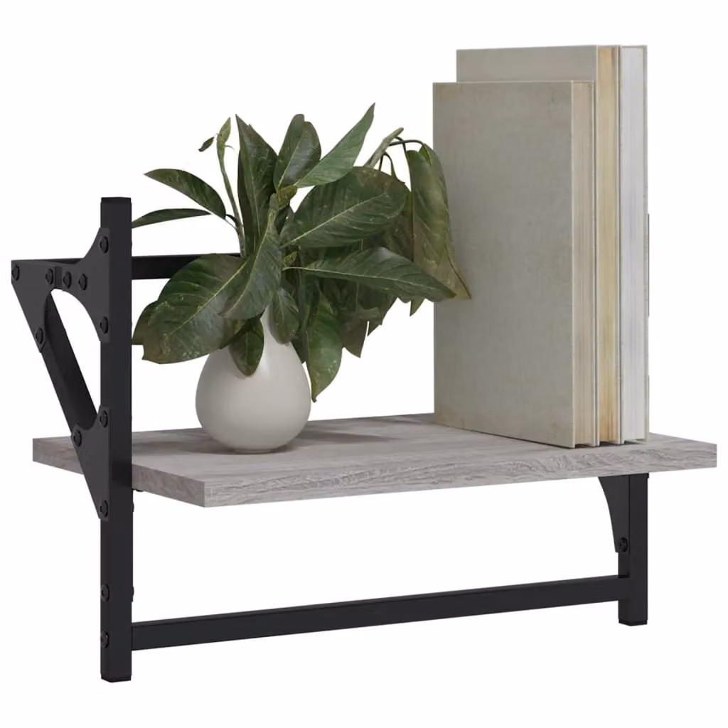 Berkfield Home Wall Shelves with Bars, 2 Piece Set, Grey Sonoma, W: 40 cm, D: 25 cm, H: 30 cm – 3