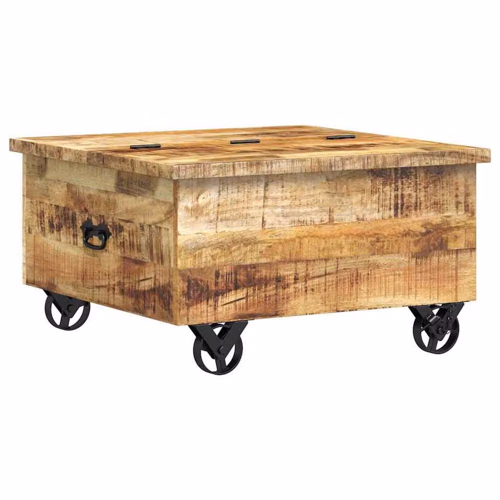 Berkfield Home Square Mango Wood Coffee Table in Brown, W/D/H: 70 x 70 x 40 cm – 4