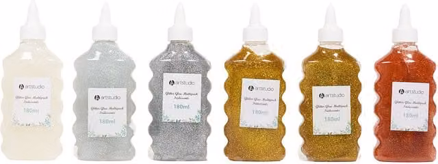 Art Studio Pack of 6 Multicolour Iridescent Liquid Glitter Glues
