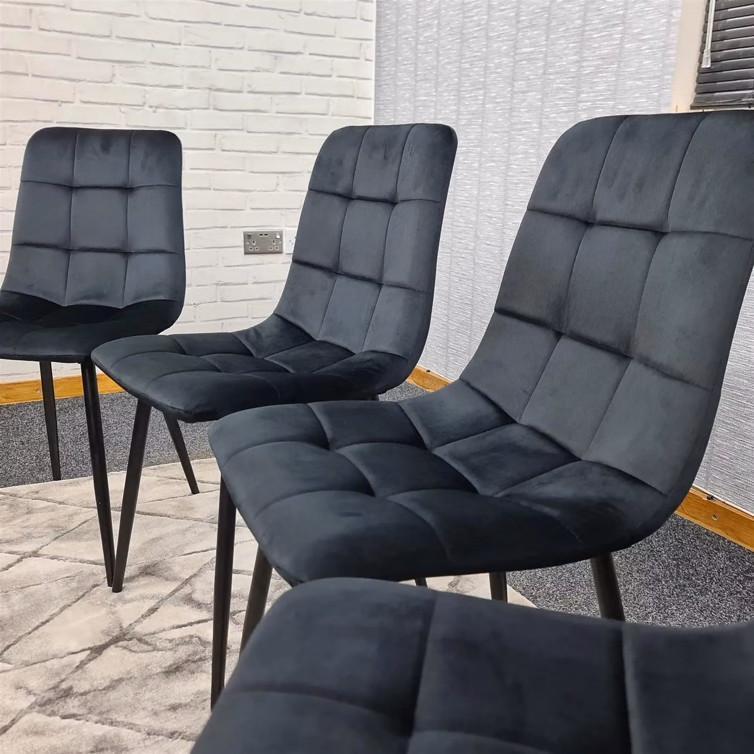 Kosy Koala Set of 4 Black Velvet Modern Dining Chairs with Metal Legs – 5