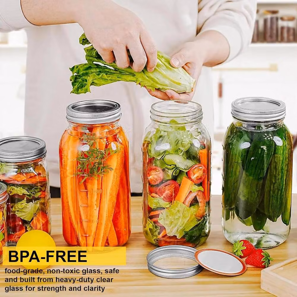 ATEK 6 Pack Clear Glass Clip Top Pickling Jars with Airtight Lids, 2 l each – 4