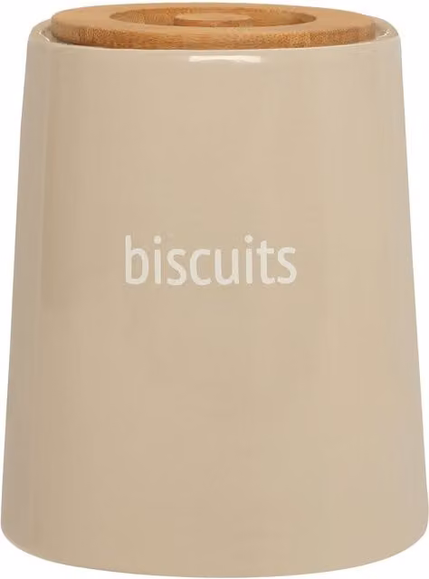 Orsina Chic Design Beige and Brown Ceramic Biscuit Canister with Bamboo Lid