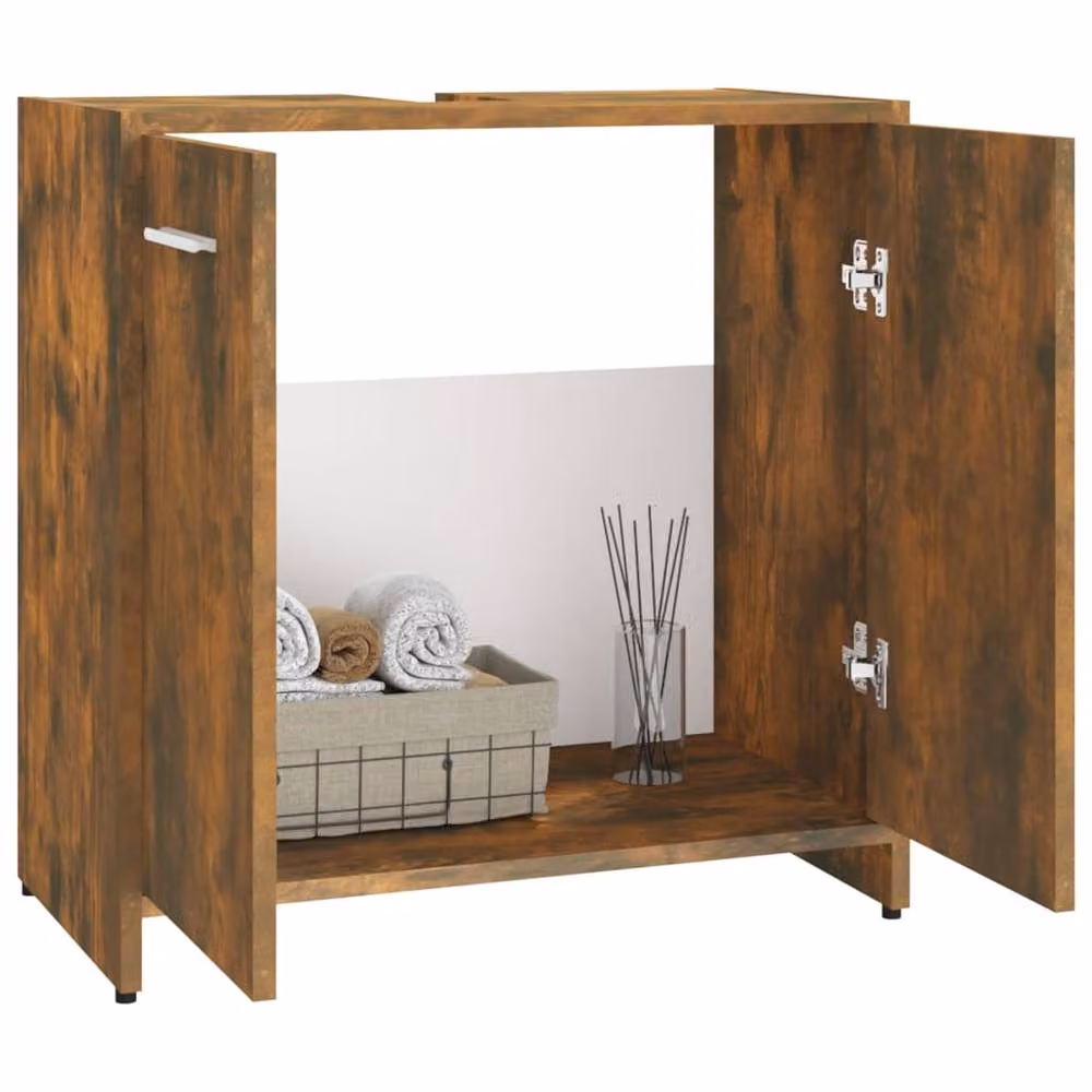 Berkfield Home Smoked Oak Bathroom Cabinet, Brown, W/D/H: 60 x 33 x 60 cm – 3
