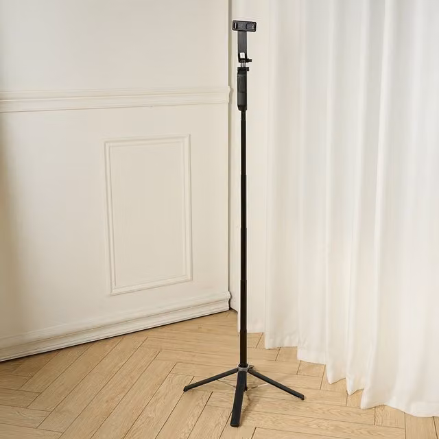 Livingandhome Bluetooth Selfie Stick Tripod with Dual Fill Lights, Black