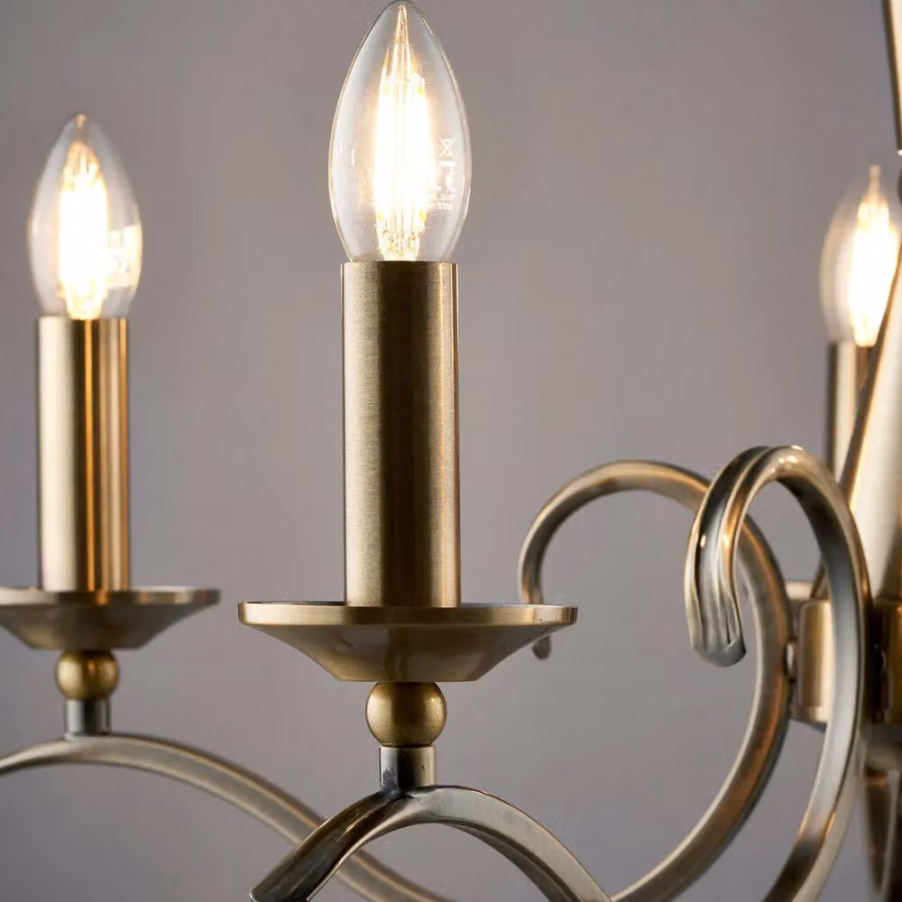 Loops 5-Light Hanging Flush Ceiling Pendant Chandelier in Antique Brass – 2