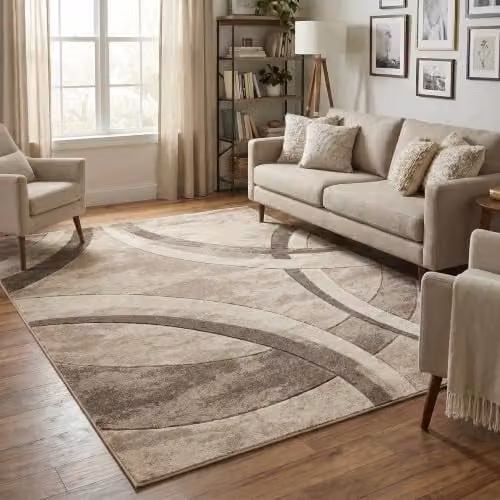 Desire Rugs Santiago Modern Abstract Geometric Carved Runner Rug, Beige and Bronze, W: 60 cm, L: 220 cm – 3