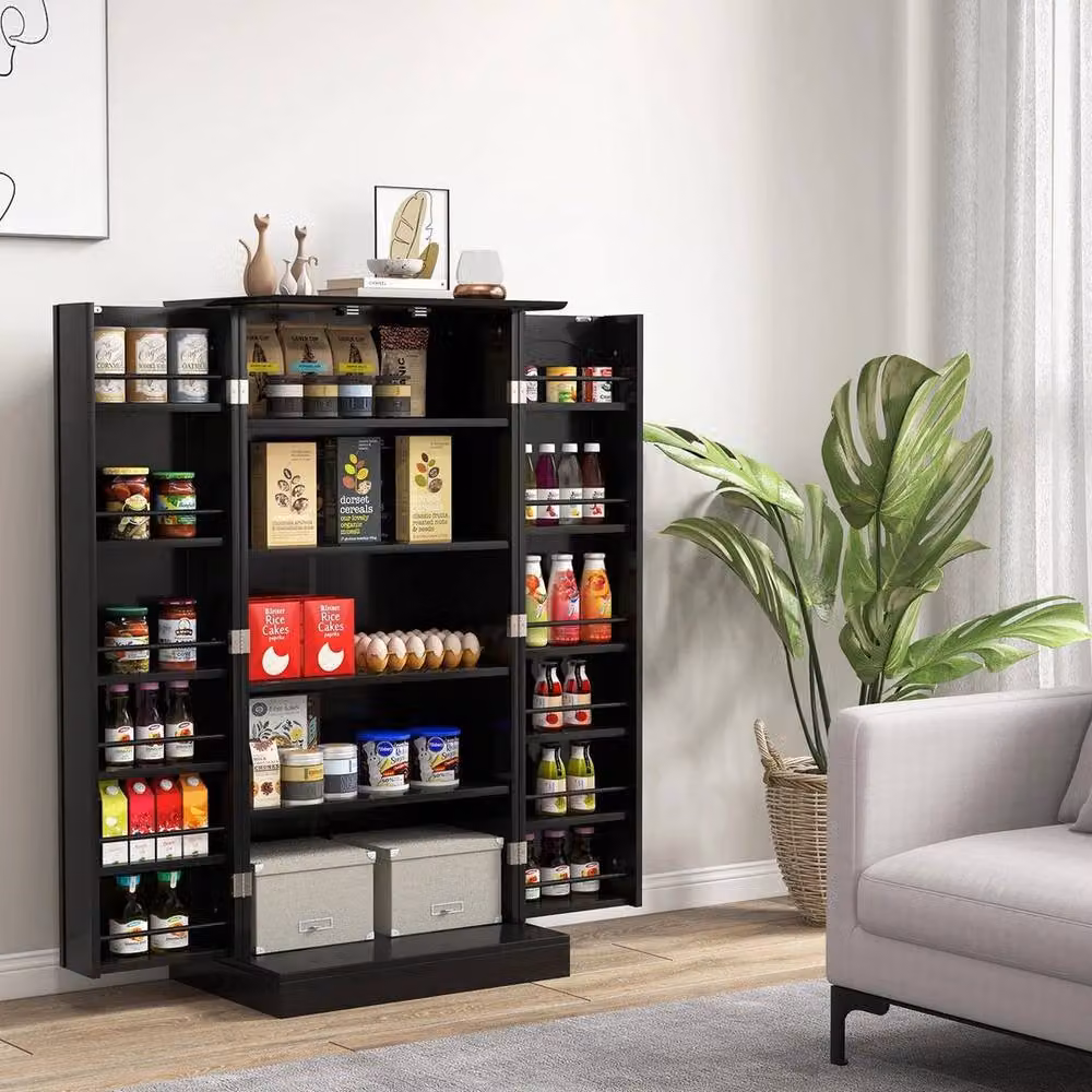 Kelvenix Modern Matt Black Kitchen Pantry Cabinet – 4