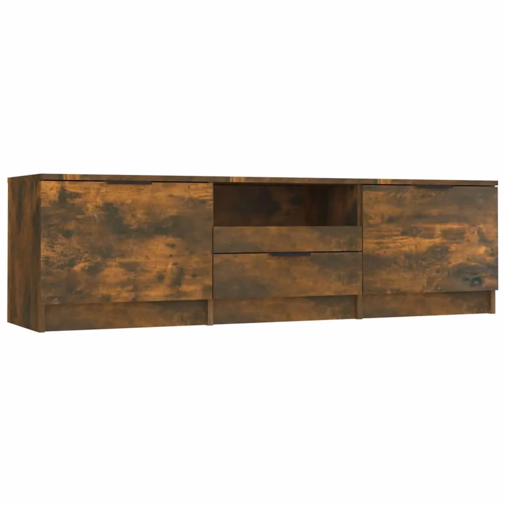 Berkfield Home Modern Smoked Oak TV Cabinet in Brown, W/D/H: 140 x 35 x 40 cm – 2