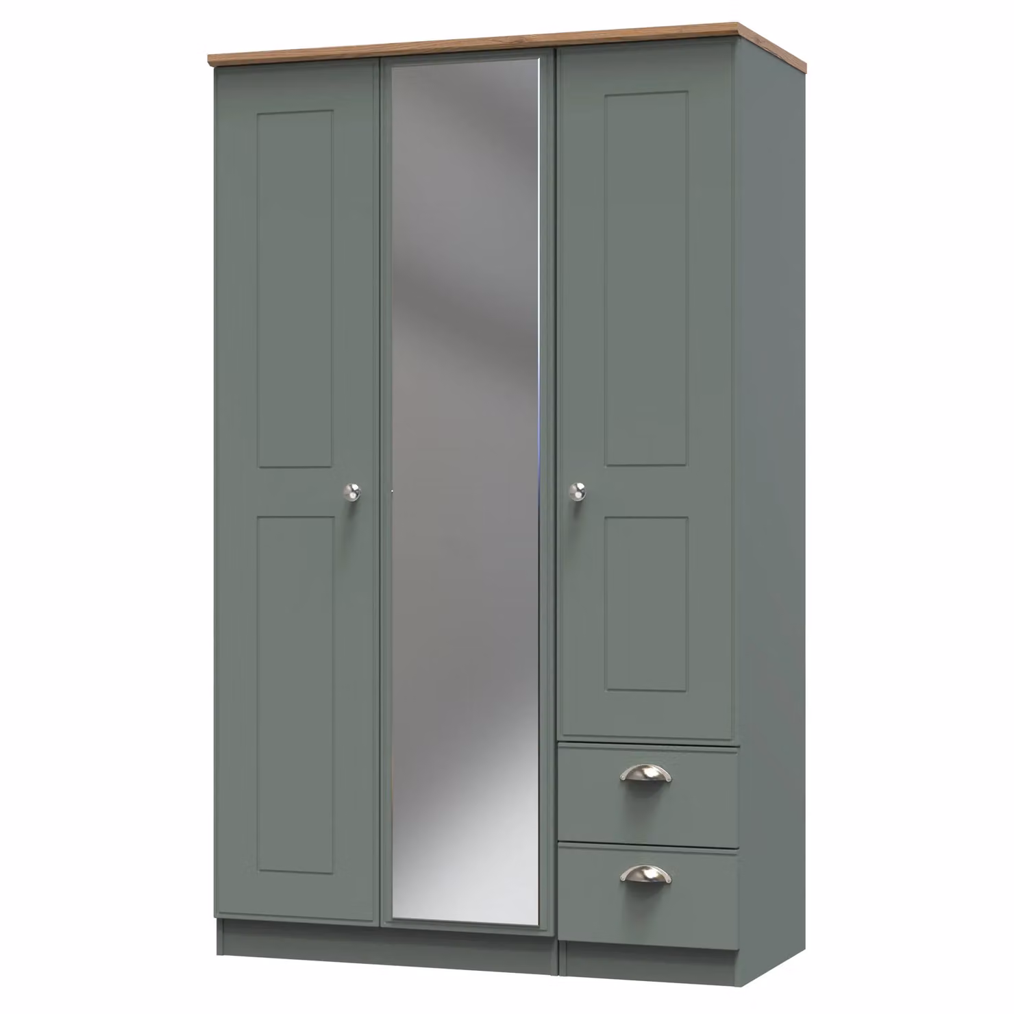 2 U Albert Triple Mirror and Drawer Wardrobe in Pale Green, Ready Assembled – 2