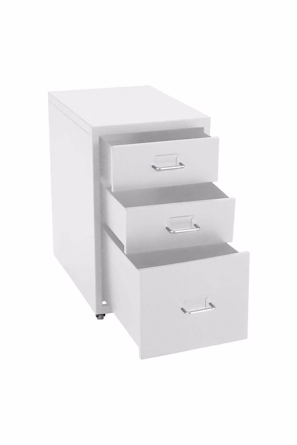 Living and Home Metal Office File Cabinet with Wheels in White – 2