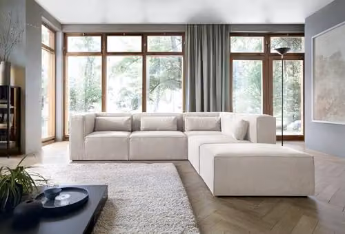 Abakus Direct Doris Large Reversible L-Shaped Corner Sofa in White Cord Chenille Fabric, W: 282 cm, D: 257 cm, H: 73 cm – 3