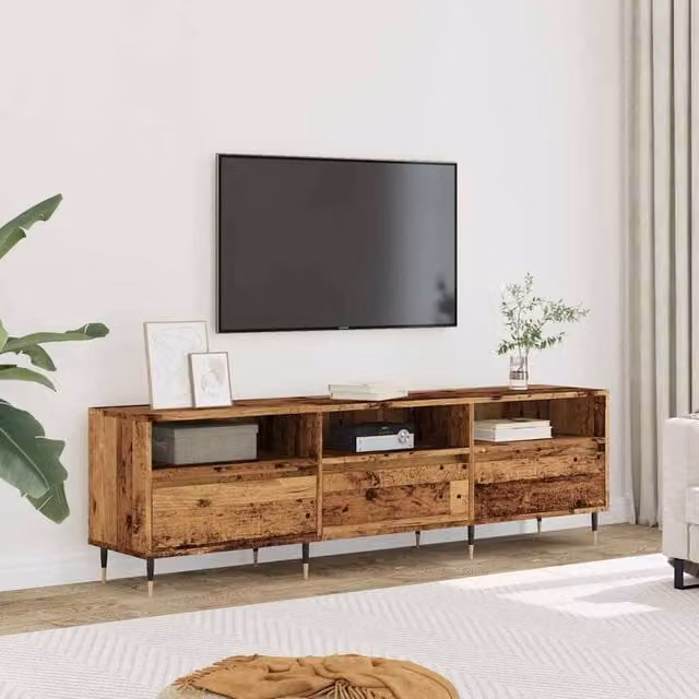 Berkfield Home Rustic TV Cabinet in Brown, W: 150 cm, D: 30 cm, H: 44.5 cm