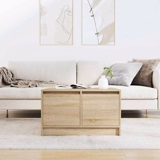 Berkfield Home Decorative Coffee Table with Drawers, Sonoma Oak, Light Brown, W/D/H: 70.5 x 70 x 40 cm – 1