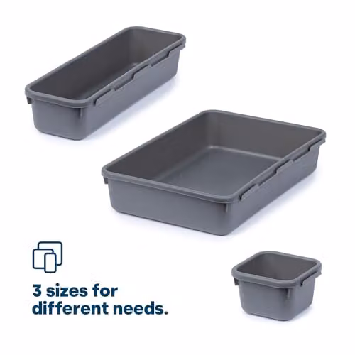 LIVIVO 8-Piece Interlocking Grey Plastic Drawer Organiser and Divider Set – 6
