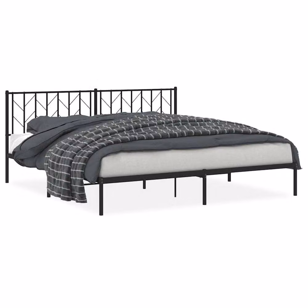 Berkfield Home Metal Bed Frame with Headboard in Black, W/D/H: 193 x 203 x 90 cm – 2