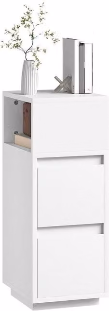 KORVIXA White Slim Bedside Table, Narrow Bedside Cabinet, W/D/H: 100 x 100 x 100 cm