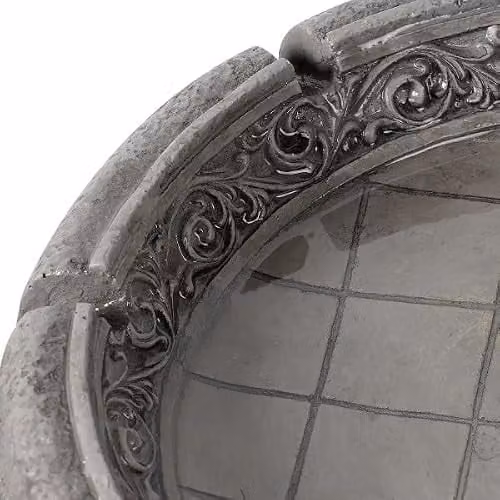 Teamson Home Two-Tier Cascade Birdbath Outdoor Garden Fountain, Grey, Height: 99 cm – 5