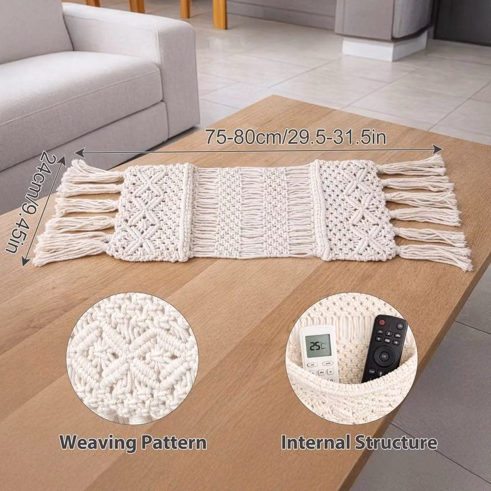 KORVIXA Open Weave Fabric Couch Storage Basket in Beige – 2