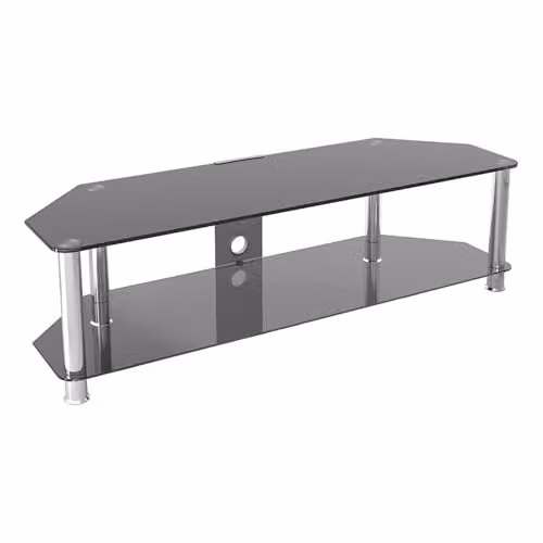 AVF Black and Silver Glass and Metal TV Stand with Cable Management, Width: 140 cm – 1