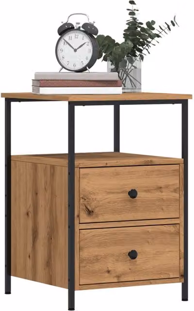 Berkfield Home Artisan Oak Bedside Cabinet in Brown, W/D/H: 34 x 35.5 x 50 cm – 1