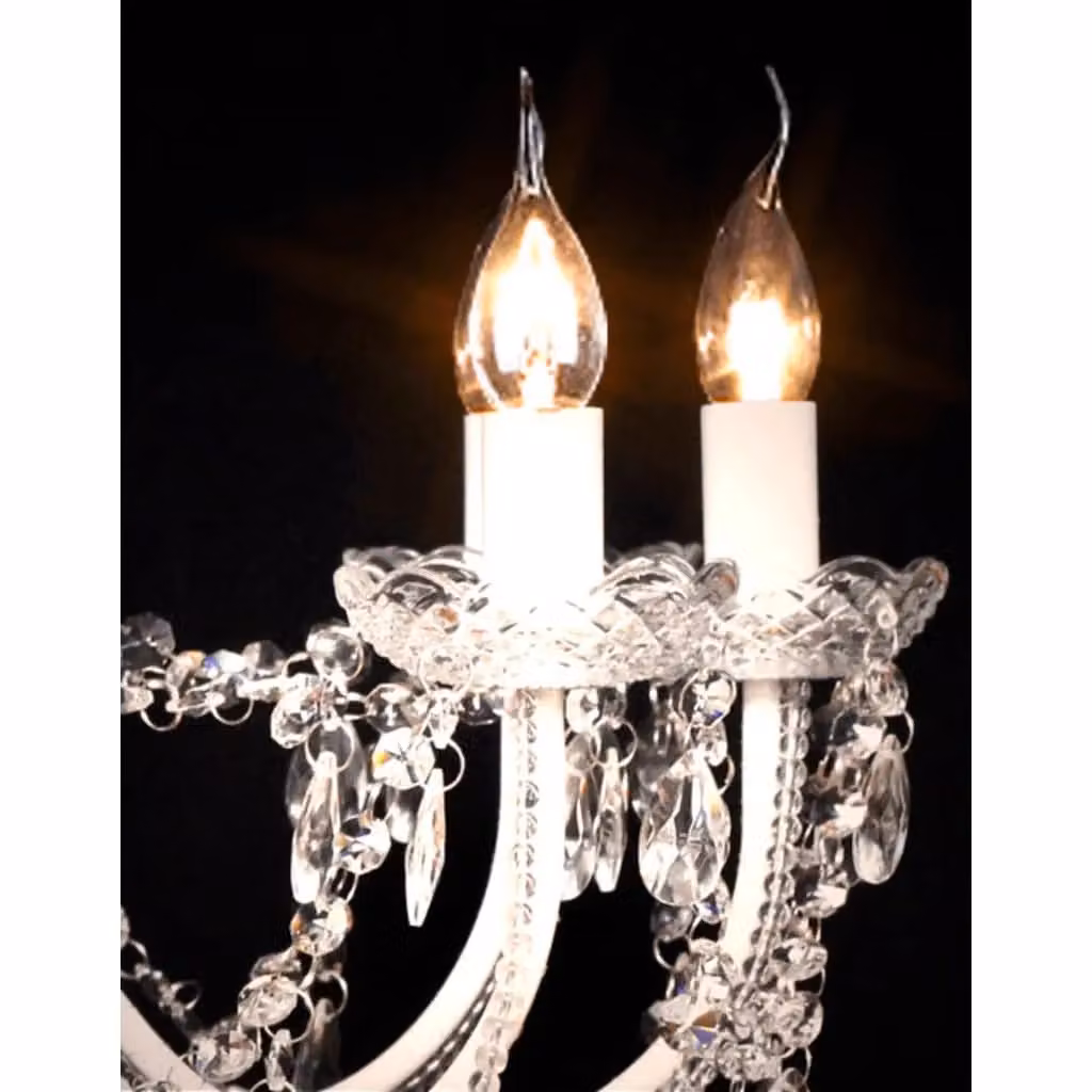 Berkfield Home White Crystal Chandelier with Glass and Metal Details – 5