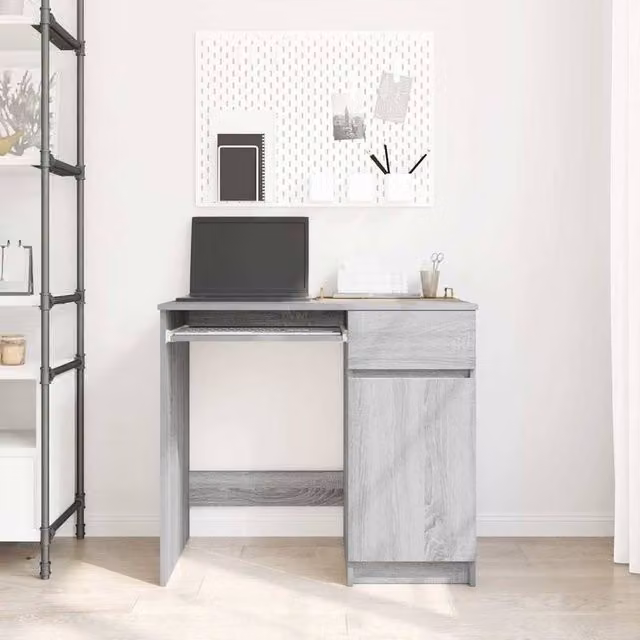 Berkfield Home Grey Sonoma Modern Writing Desk, W/D/H: 86 x 49 x 76 cm