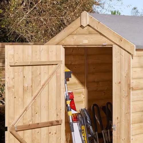 Rowlinson 4x4 Premier Shiplap Apex Single Door Windowless Shed in Natural Wood – 2
