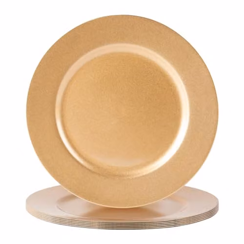 Argon Tableware Metallic Charger Plates in Gold, Pack of 6, Diameter: 33 cm