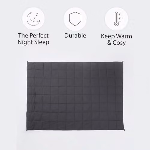 OHS Charcoal Grey Sensory Sleep Therapy Weighted Blanket for Adults, 8kg, W: 150 cm x L: 200 cm – 2