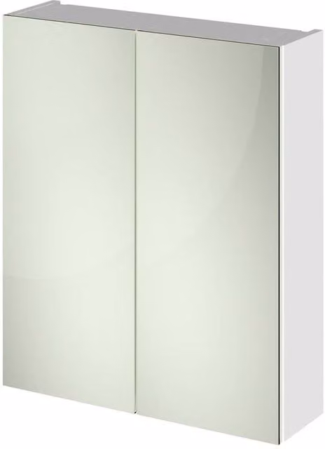 Balterley Gloss White 50/50 Split Mirrored Bathroom Cabinet with Soft Close Hinged Doors – 1