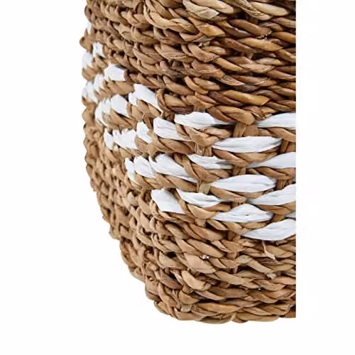 Premier Houseware Set of Two Square Seagrass Baskets in White and Beige, W: 20 cm, D: 20 cm, H: 18 cm – 3
