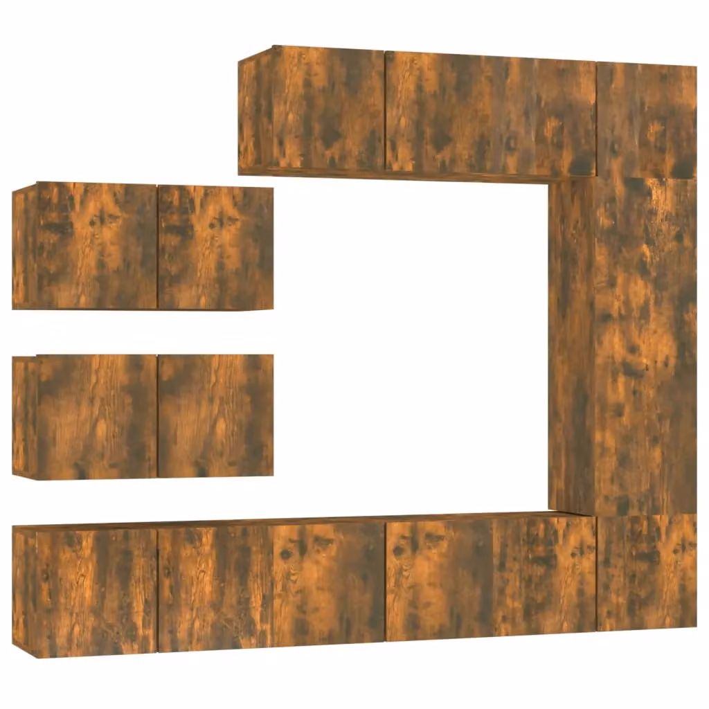 Berkfield Home 8 Piece Smoked Oak TV Cabinet Set in Brown – 2