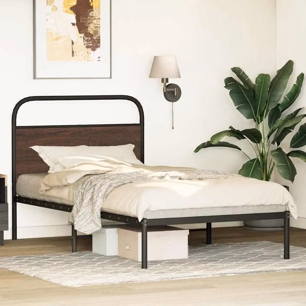 Berkfield Home Bed Frame in Brown Oak, W/D/H: 100 x 190 cm – 2
