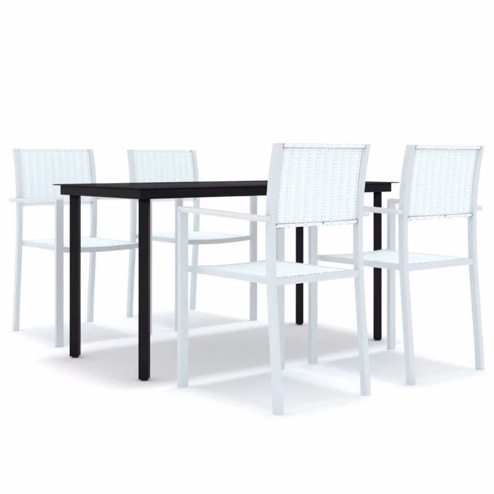 Berkfield Home 5 Piece White Garden Dining Set – 2