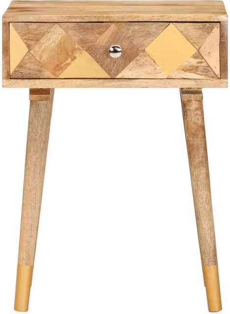 Berkfield Home Beautiful Bedside Cabinet in Brown Solid Mango Wood W/D/H: 43 x 30 x 58 cm – 1